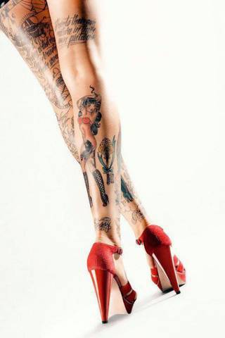 Miło popatrzeć, nogi tatuaż dla kobiet tatuaż na nodze