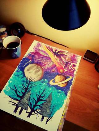 nieskonczone niestety nie posiadam juz tego wzoru fizycznie ;( (pierwszy raz w zyciu rysowany kosmos mazakami)