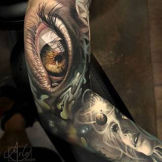 oko 3d na ręku, rękaw