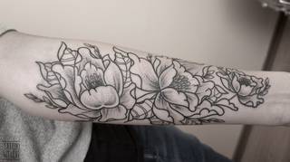 Piwonie, dotwork / Tattoo Szelest