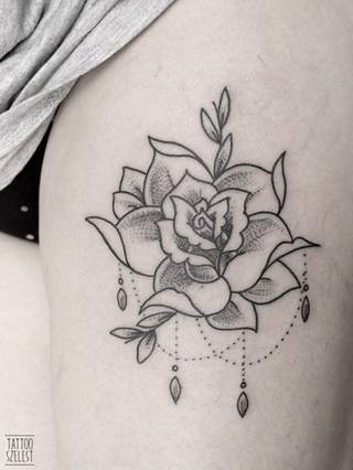 Róża, dotwork / Tattoo Szelest