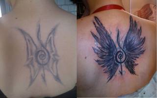 Tak sie konczy robienie tatuazy u znajomego za pol darmo.. na szczeście sa profesjonalisci ktorzy maja cierpliwosc i talent :)