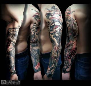 🥋 Tematyczny rękaw wykonany przez Aldonę 🍒, związany z Brazylijskim jiu-jitsu (BJJ). 