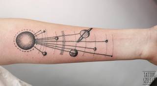 Układ Słoneczny, dotwork / Tattoo Szelest