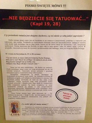 Uwaga! "Tatuaż to pieczęć diabła"!