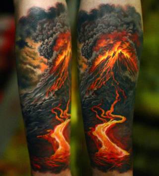 Wybuch wulkanu. Wykonanie: Nika Samarina