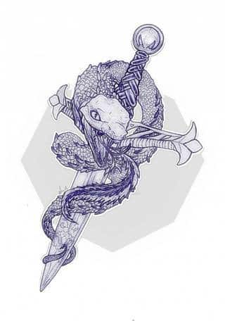 Wykonany niebieskim długopisem i podrasowany w Photoshopie koncept tatuażu ;)