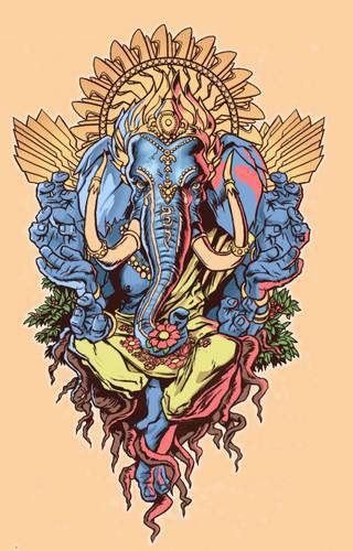 wzór motywu tatuażu, kolorowy słoń