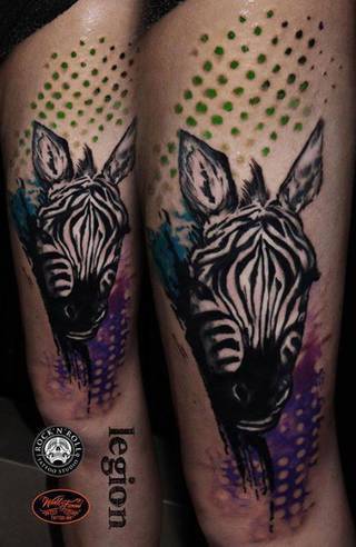 Zebra od Legiona z Rock'n'Roll Tattoo and Piercing Warszawa
Done with World Famous Tattoo Ink